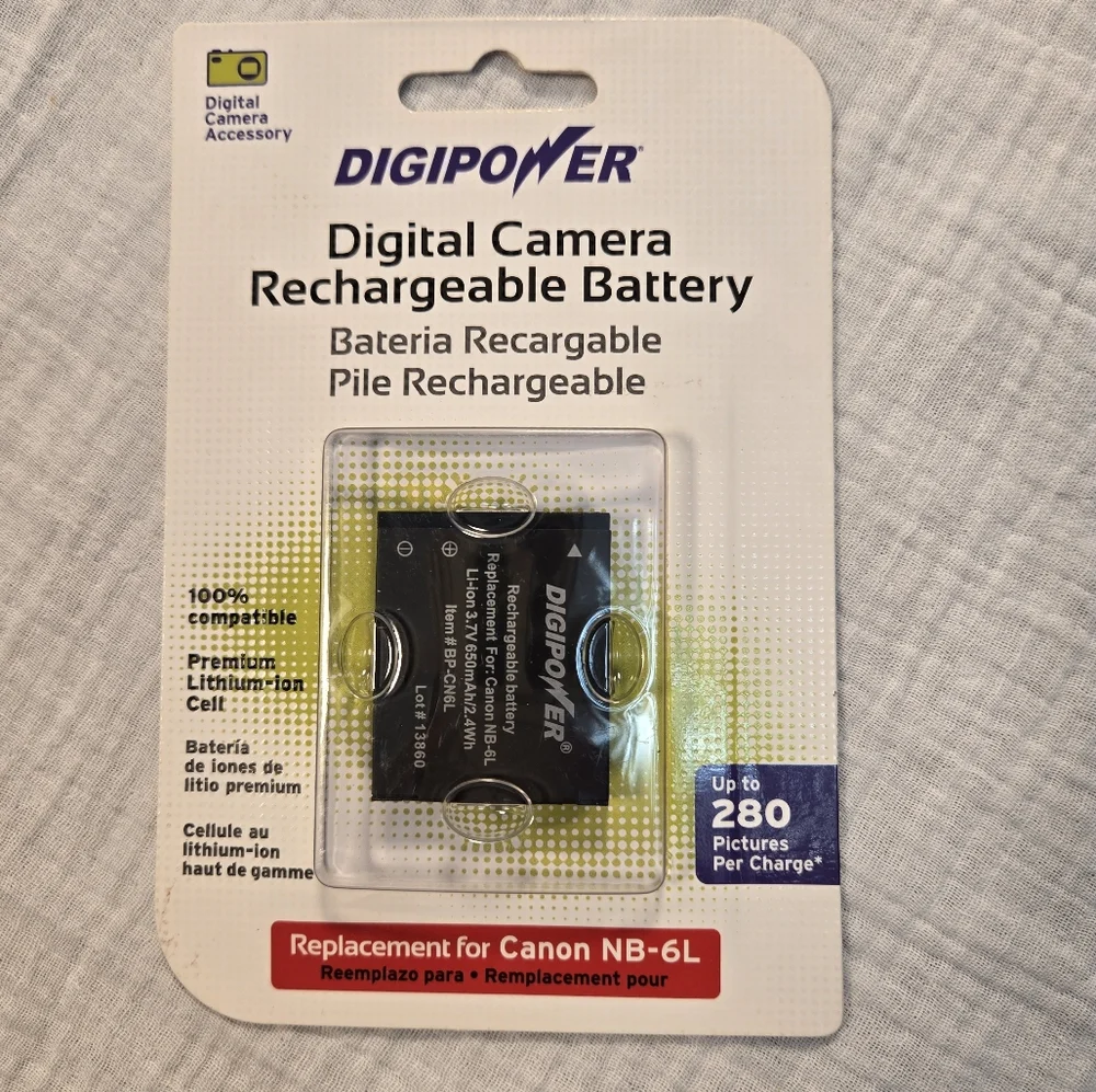 DigiPower Rechargeable Battery for Canon NB-6L Camera Battery